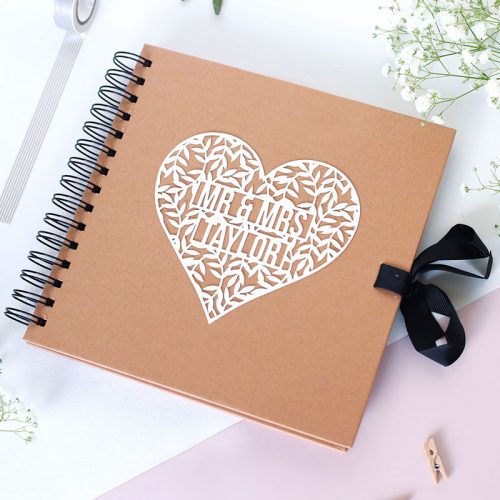 Personalised Mr & Mrs Floral Heart Scrapbook