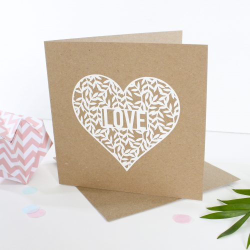 Floral Love Heart Paper Cut Card