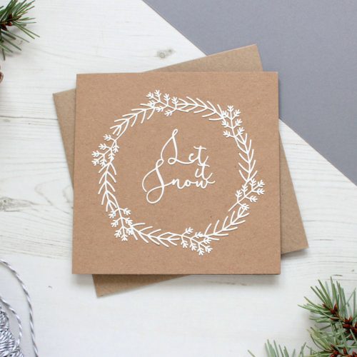 Let it snow papercut Wreath Card